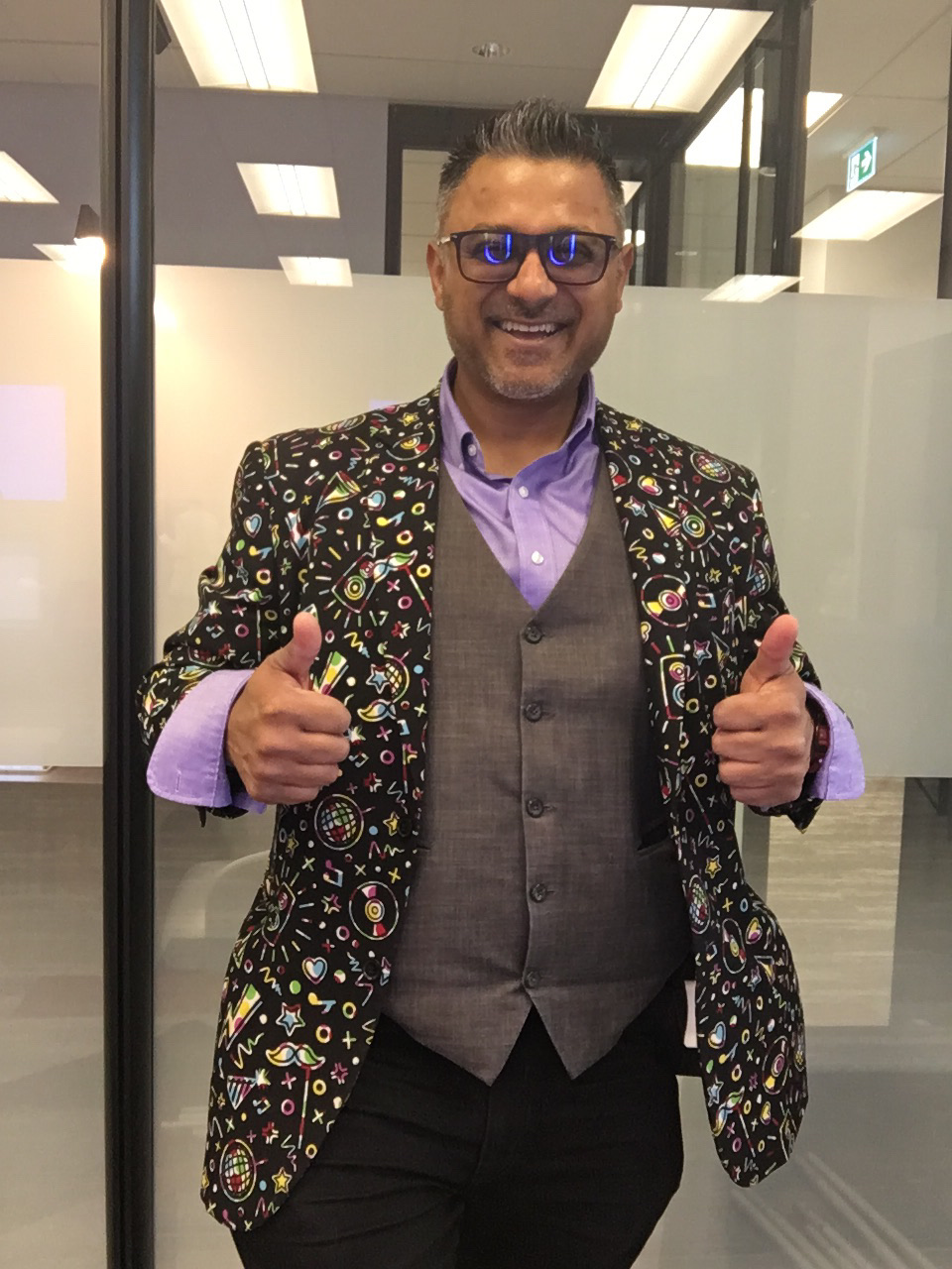 Performer at a corporate grand opening event